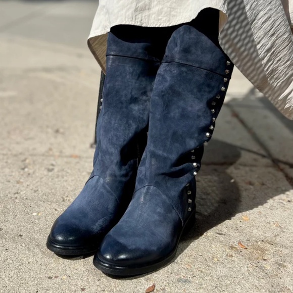 A.S. 98 Irie Blue Suede Studded Tall Boot - Picture 4 of 5